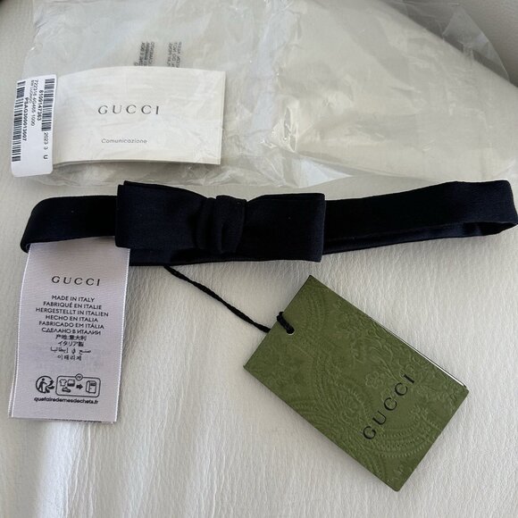 NWT GUCCI SILK BOW TIE BLACK 722316 Bow Tie Mens - Picture 5 of 11